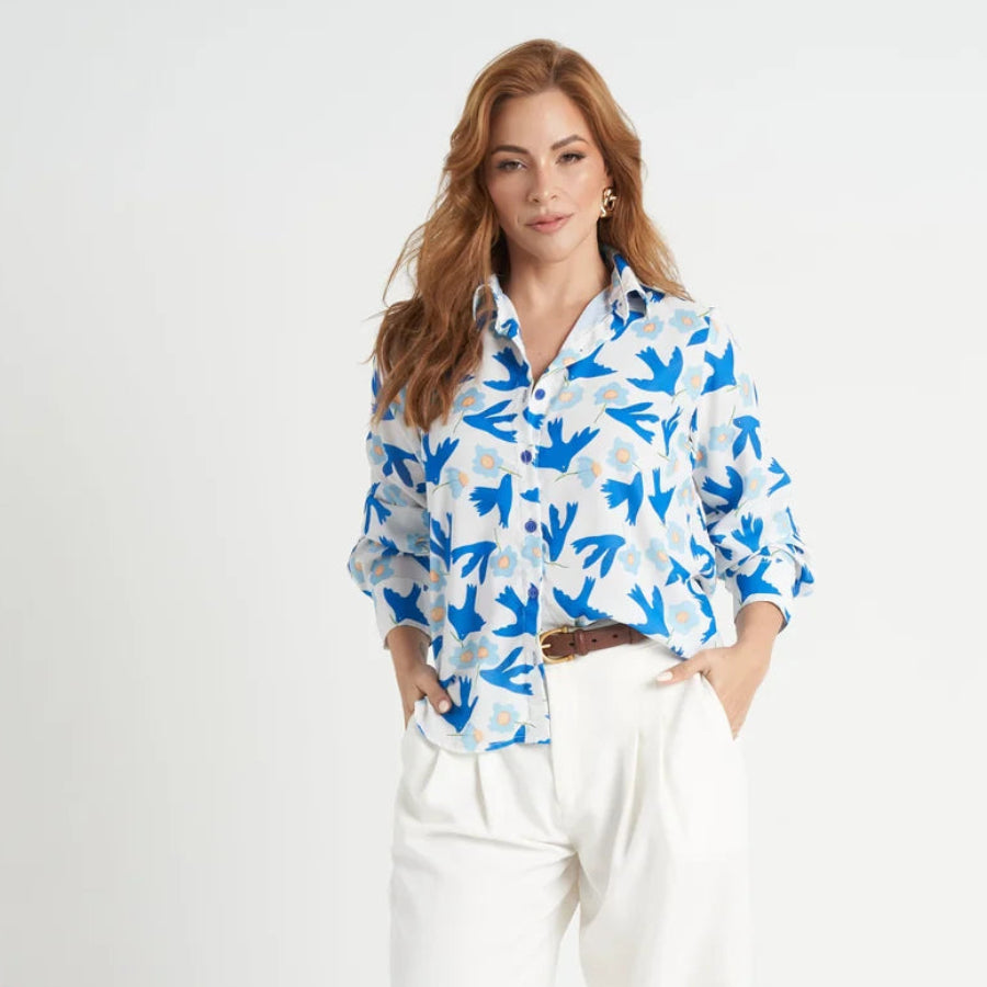 CAMISA FLOWER BLUE