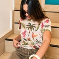 CAMISETA MALLA FLORECE CRUDO