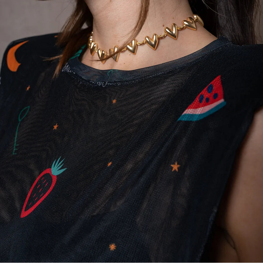 CAMISETA MALLA LETY NEGRA