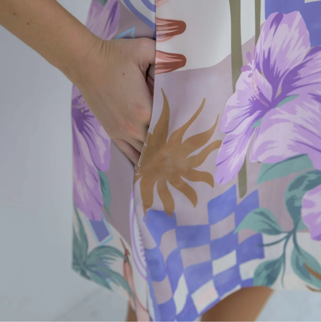 VESTIDO CORTO ABRIL FLORES LILA