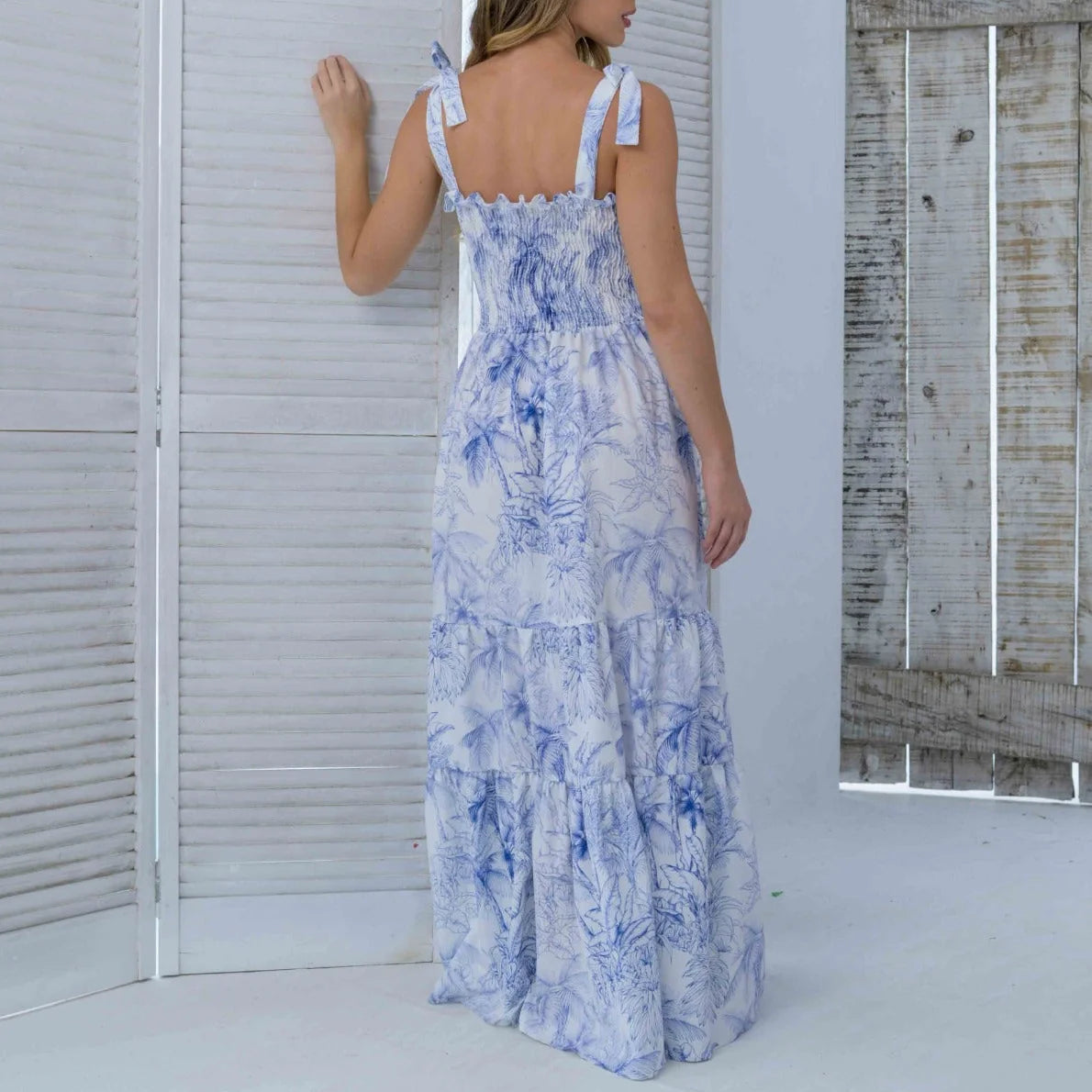 VESTIDO LARGO DANNA PLAMAS BLUE