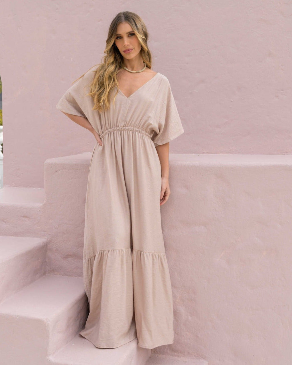 VESTIDO LARGO ELODIA PLANE SAND